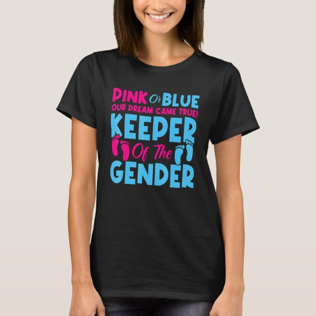 Camiseta Rosa Ou Azul Nossa Equipe De Meninas De Gênero (Frente)