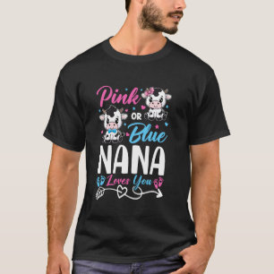 Camiseta Rosa ou Azul Vovó Nana Ama Você Vaca Bebê Revelaçã