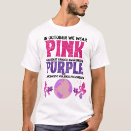 Camiseta Rosa para a violência doméstica roxa com cancer de