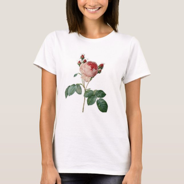 Camiseta Rosa parisiense, colheita bonito, T-Shirt floral (Frente)