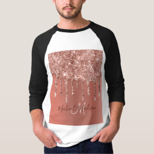 Camiseta Rosa personalizado, Dourado, brilha, luxo