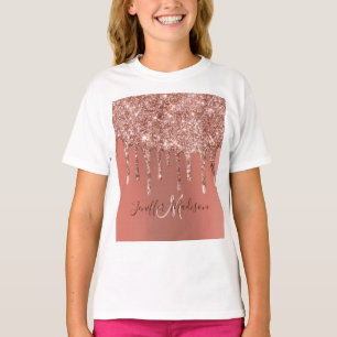 Camiseta Rosa personalizado, Dourado, brilha, luxo
