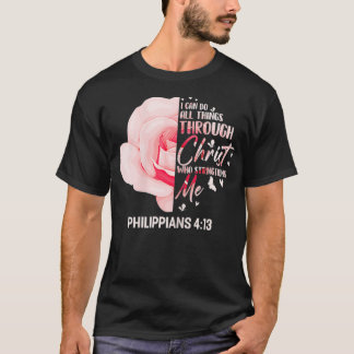 Camiseta Rosa Philippians 4 13 Bíblia Cristã Verso Rosa