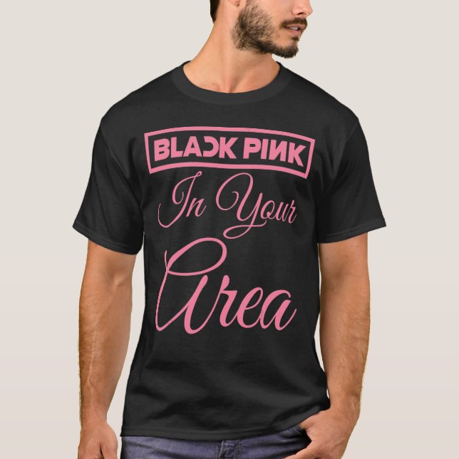 Camiseta Rosa Preto Na Sua Área K Pop Kpop Korea Pop (Frente)