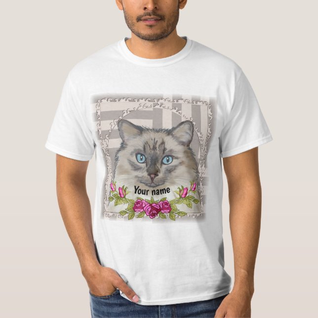 Camiseta Rosa Ragdoll Cat T-Shirt (Frente)