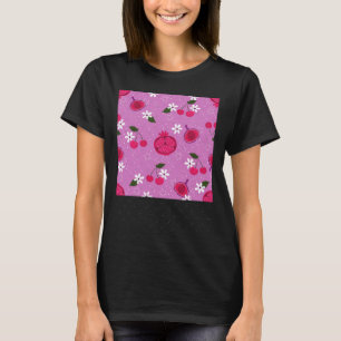 Camiseta Rosa Romã Fruta Cereja Floral Margarida Adesivo