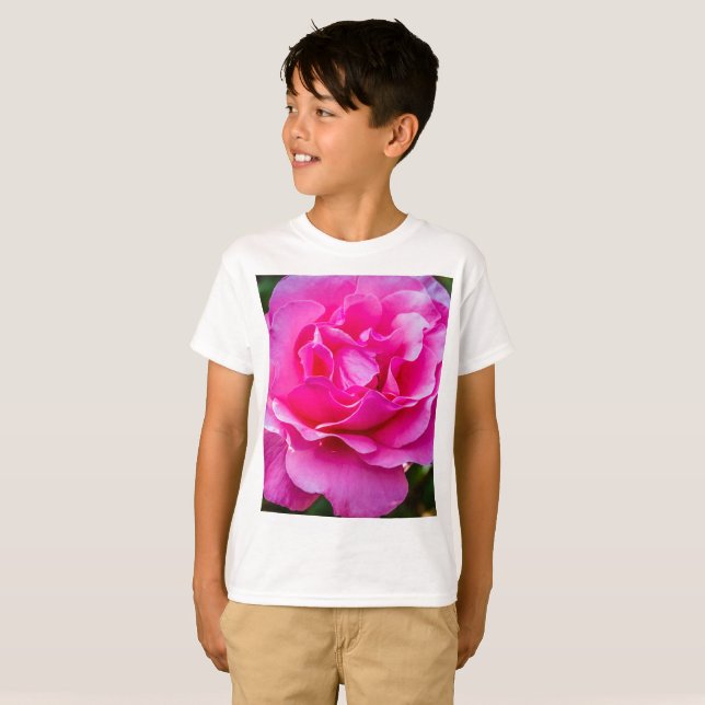 Camiseta Rosa rosa delicada. (Frente Completa)
