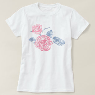Camiseta rosa rosa rosa esboçada em tinta