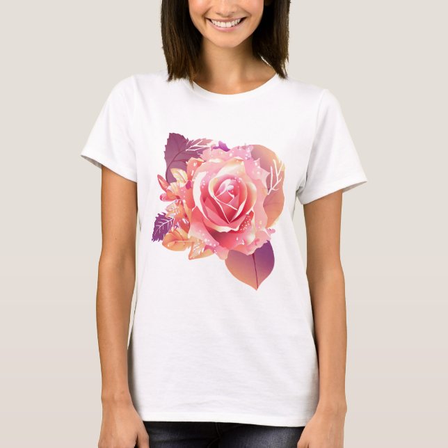 Camiseta Rosa Rosa Rosa Rosa Bela Solteiro (Frente)