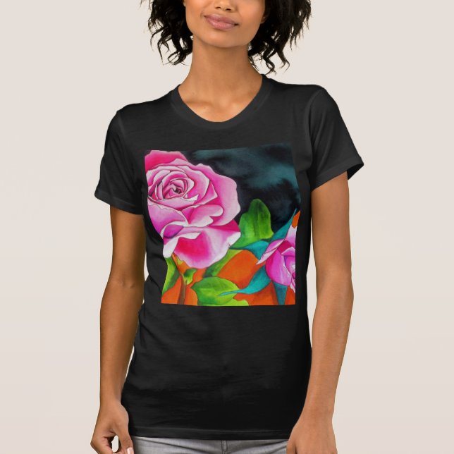 Camiseta Rosa Rosa Rosa Rosa Rosa Rosa com Cor Laranja (Frente)