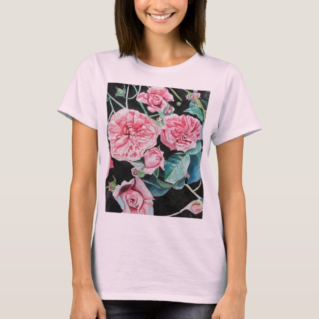 Camiseta Rosa Rosa Rosa Rosa Vidro-Vidro Couves Rosas Vitor (Frente)