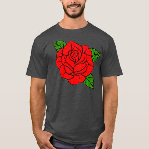 Camiseta Rosa rosa Rosa vermelha Flor Flor Vermelho Floral