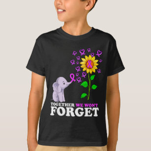 Camiseta Rosa Roxa Elefante Terminar Conscientização Alzhei