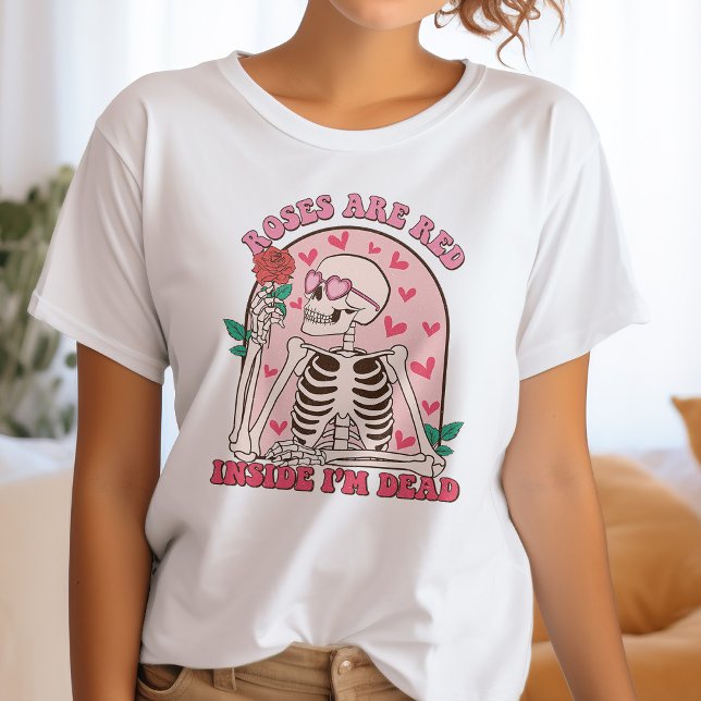 Camiseta Rosa são vermelhos, Dentro sou Morto Anti-Valentin (Criador carregado)