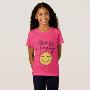 Camiseta Rosa "Sempre Feliz" das Meninas com Carin