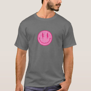 Camiseta Rosa Sorria Rosto Relâmpago Bolsa Bonito Anivers
