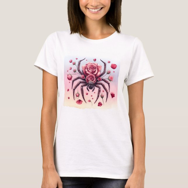 Camiseta Rosa Spider - Aquarela (Frente)