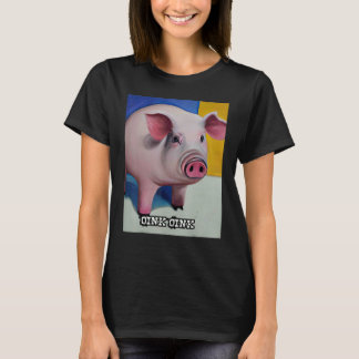 Camiseta Rosa Suíno-Suíno-Cinzento Oink 45