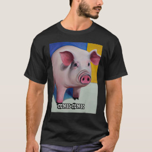 Camiseta Rosa Suíno-Suíno-Cinzento Oink 45