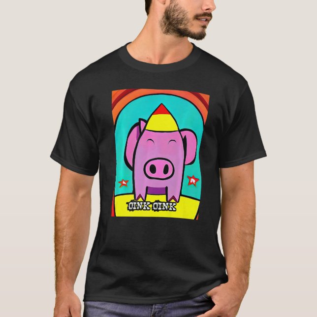 Camiseta Rosa Suíno-Suíno-Cinzento-Rosa 14 (Frente)