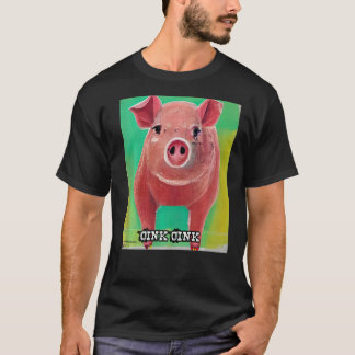 Camiseta Rosa Suíno-Suíno-Grafo Oink 32