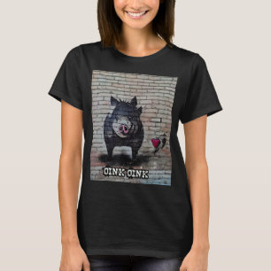 Camiseta Rosa Suíno-Suíno-Grafo Oink 32