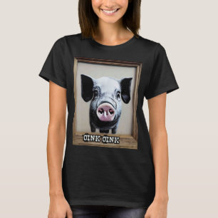 Camiseta Rosa Suíno-Suíno-Grafo Oink 35