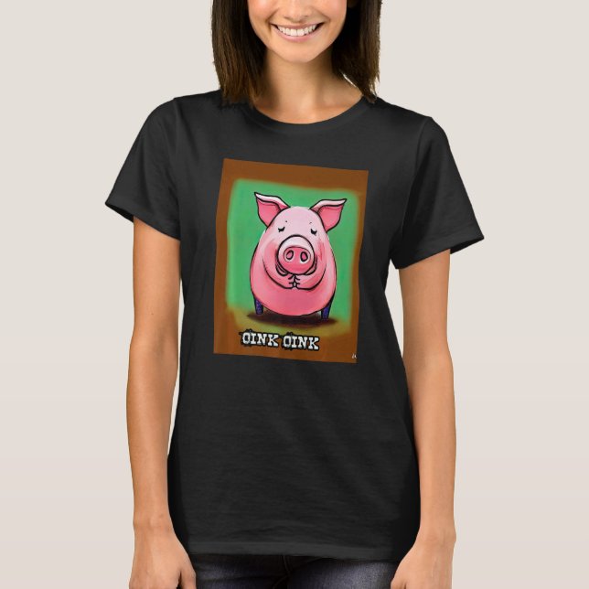 Camiseta Rosa Suíno-Suíno-Grito Oink 17 (Frente)