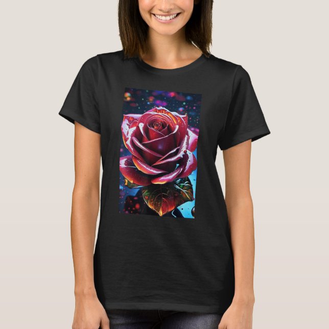 Camiseta Rosa surreal no amor Exótico Natal de Alta Classe  (Frente)