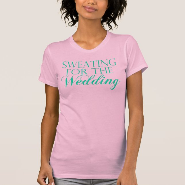 Camiseta Rosa & Verde-Menta Suando Para o Casament (Frente)