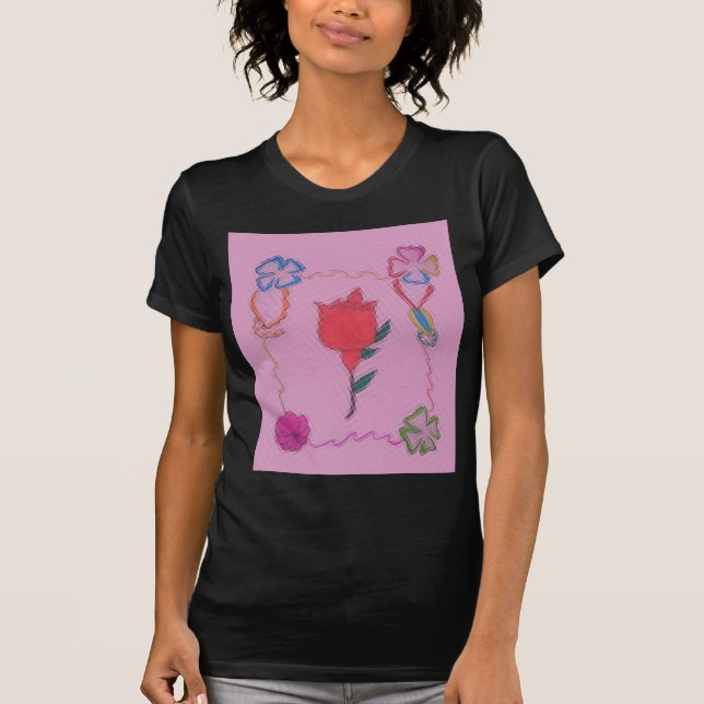 Camiseta Rosa vermelha a rosa: Impressão/Gráfico de Borda F (Frente)