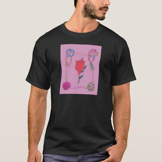 Camiseta Rosa vermelha a rosa: Impressão/Gráfico de Borda F (Frente)