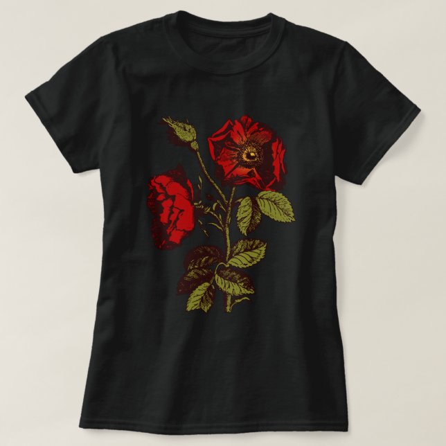 Camiseta Rosa vermelha antiga (Frente do Design)
