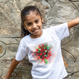 Camiseta Rosa vermelha de flor de Buquê aquosa - wb