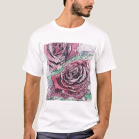 Rosa vermelha Flores de Aquarela Pintura Floral