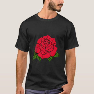 Camiseta Rosa vermelha Pocket Patch For