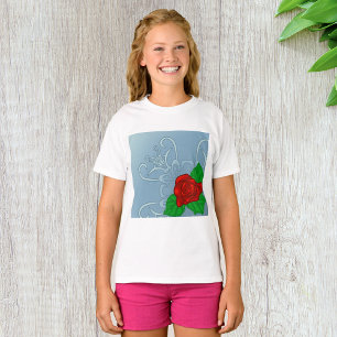 Camiseta Rosa Vermelha Romântica Clássica Floral
