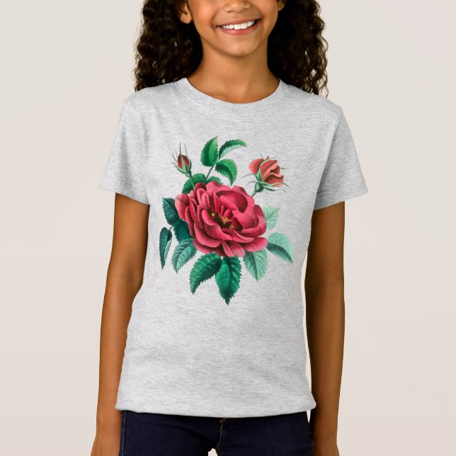 Camiseta Rosa vermelha Vintage (Frente)