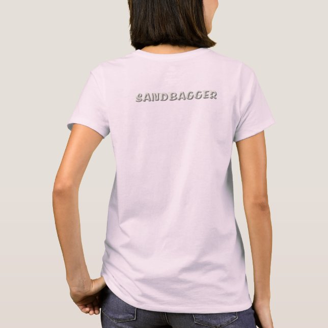 Camiseta rosa vibrante de mulheres Sandbagger cost (Verso)