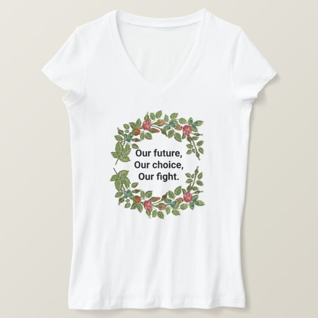 Camiseta Rosa Wreath Nosso Futuro Nossa Luta (Frente do Design)