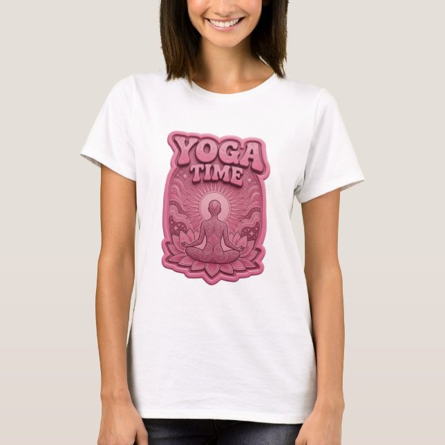 Camiseta Rosa YOGA TIME Design de Camisa (Frente)