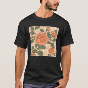 Camiseta Rosáceas de Florista Padrão Ilustração Flores Folh