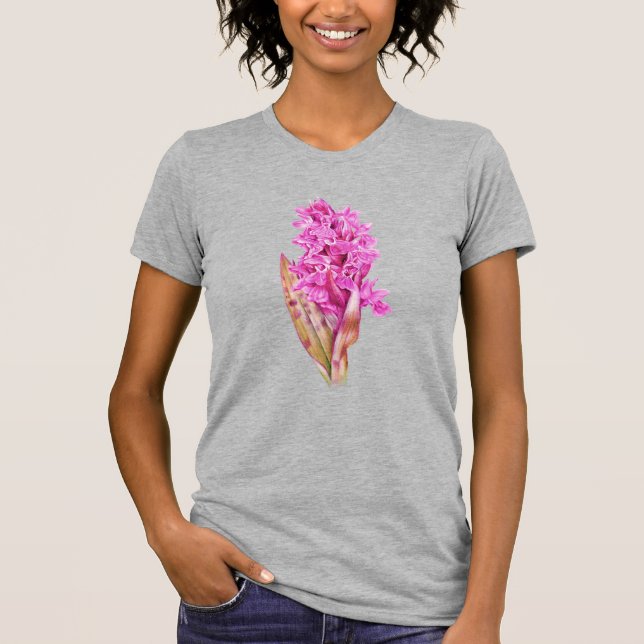 Camiseta rosada cor-de-água orquídea (Frente)