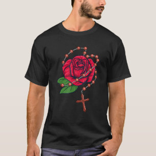 Camiseta Rosary Miçanga Rosa católica reze a Rosary