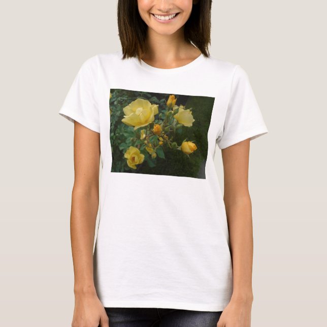 Camiseta rosas amarelas boho floral rústico (Frente)