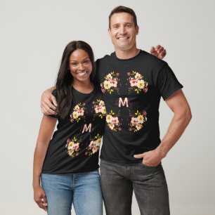 Camiseta Rosas Amarelas Rosa em Aquarela, Monograma