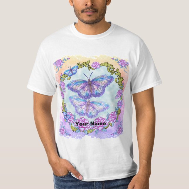 Camiseta Rosas borboletas (Frente)