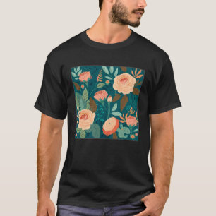 Camiseta Rosas Botânicos Bonitos Ilustração Gorda Flor