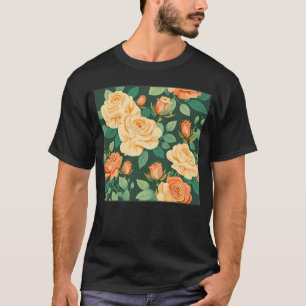 Camiseta Rosas Botânicos Bonitos Ilustração Gorda Flor