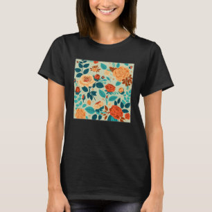 Camiseta Rosas Botânicos Bonitos Ilustração Gorda Flor